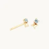 March Aquamarine Birthstone Earrings in Solid Gold
