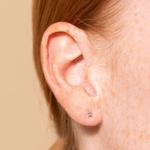March Aquamarine Birthstone Earrings in Solid Gold