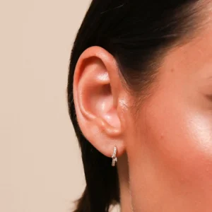 Marquise Gem Piercing Hoop in Solid Gold