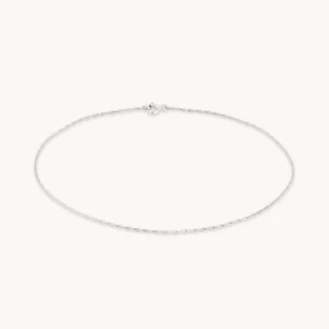 Marylebone Chain Anklet in Solid White Gold