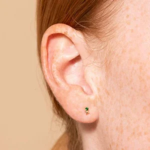 May Tsavorite Birthstone Earrings in Solid Gold
