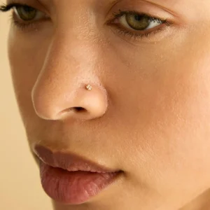 Micro Crystal Titanium Piercing Stud in Gold