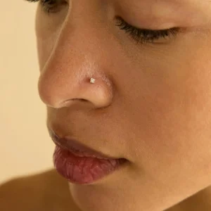 Micro Crystal Titanium Piercing Stud in Platinum