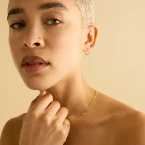 Micro Crystal Titanium Piercing Stud in Gold