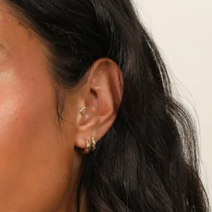 Moon Piercing Stud in Solid Gold