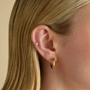 Moonstone Titanium Piercing Stud in Gold