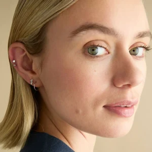 Moonstone Titanium Piercing Stud in Platinum