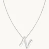N Initial Bold Pendant Necklace in Silver