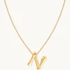 N Initial Bold Pendant Necklace in Gold