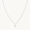 N Initial Pavé Pendant Necklace in Silver