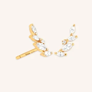 Navette Crystal Climber Studs in Gold