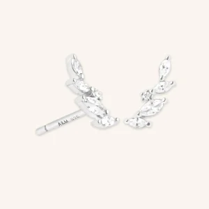 Navette Crystal Climber Studs in Silver