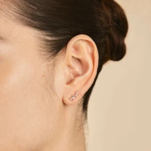 Navette Crystal Climber Studs in Rose Gold