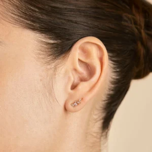 Navette Crystal Climber Studs in Gold