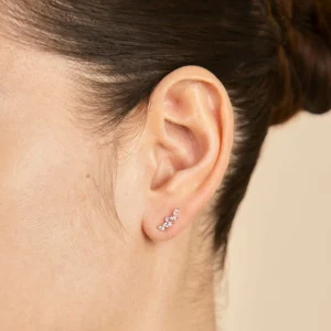 Navette Crystal Climber Studs in Silver