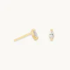 Navette Gem Stud Earrings in Gold