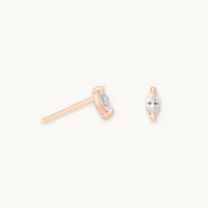 Navette Gem Stud Earrings in Rose Gold