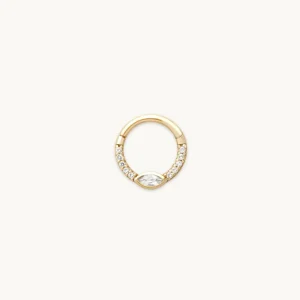 Navette Topaz Daith Hoop in Solid Gold