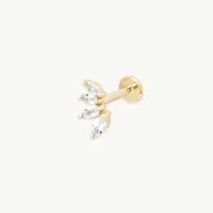 Navette Topaz Fan Stud in Solid Gold
