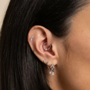 Navette Topaz Fan Stud in Solid White Gold