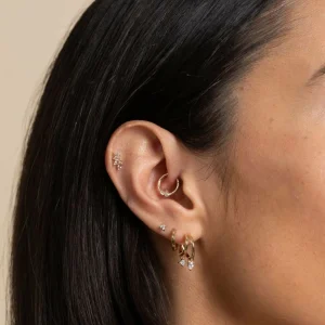 Navette Topaz Fan Stud in Solid Gold