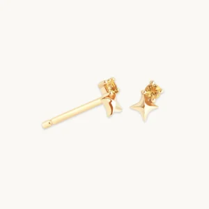 November Citrine Birthstone Earrings in Solid Gold