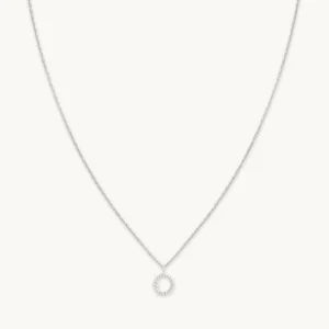 O Initial Pavé Pendant Necklace in Silver