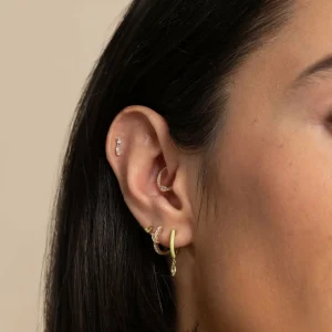 Ombré Wave Piercing Stud in Solid Gold