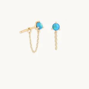 Opal Chain Studs in Solid Gold