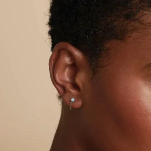 Opal Chain Studs in Solid White Gold