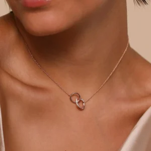 Orbit Crystal Chain Necklace in Rose Gold