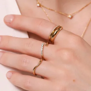 Orbit Crystal Open Ring in Gold
