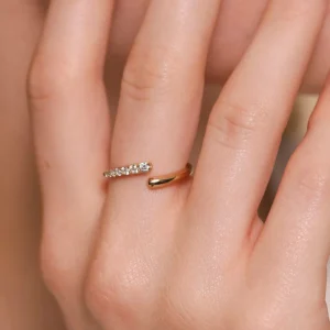 Orbit Crystal Open Ring in Gold