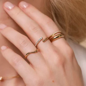 Orbit Crystal Open Ring in Gold