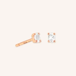 Oval Crystal Stud Earrings in Rose Gold