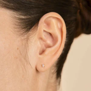 Oval Crystal Stud Earrings in Gold