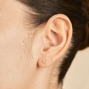 Oval Crystal Stud Earrings in Rose Gold