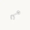 Pavé Horseshoe Piercing Stud in Solid White Gold