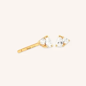 Pear Cluster Stud Earrings in Gold