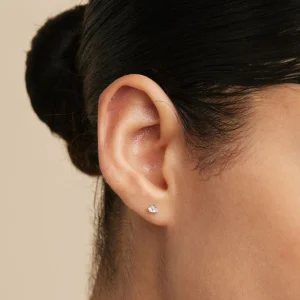 Pear Cluster Stud Earrings in Silver