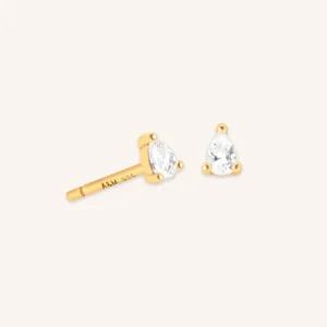 Pear Crystal Stud Earrings in Gold