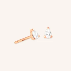 Pear Crystal Stud Earrings in Rose Gold