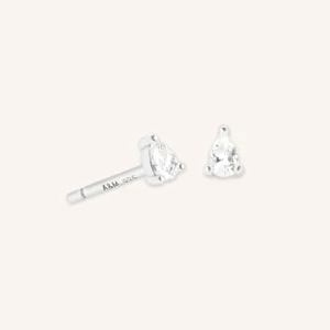 Pear Crystal Stud Earrings in Silver