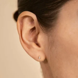 Pear Crystal Stud Earrings in Gold