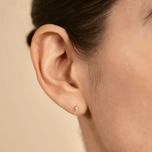 Pear Crystal Stud Earrings in Rose Gold