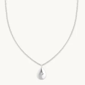 Pear Pendant Necklace in Silver