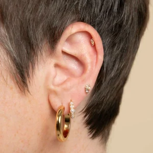 Pearl & Topaz Cluster Piercing Stud in Solid Gold