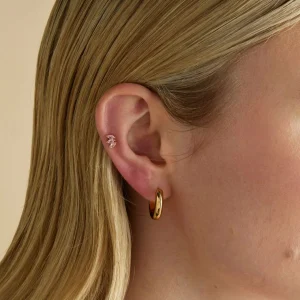Pink Marquise Fan Titanium Piercing Stud in Gold