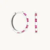 Pink Sapphire Baguette Hoops in Solid White Gold