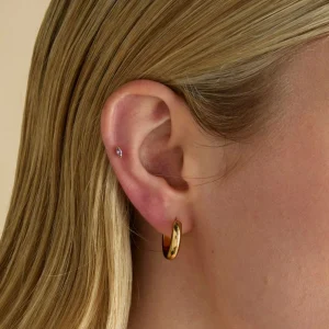 Purple Marquise Titanium Piercing Stud in Gold